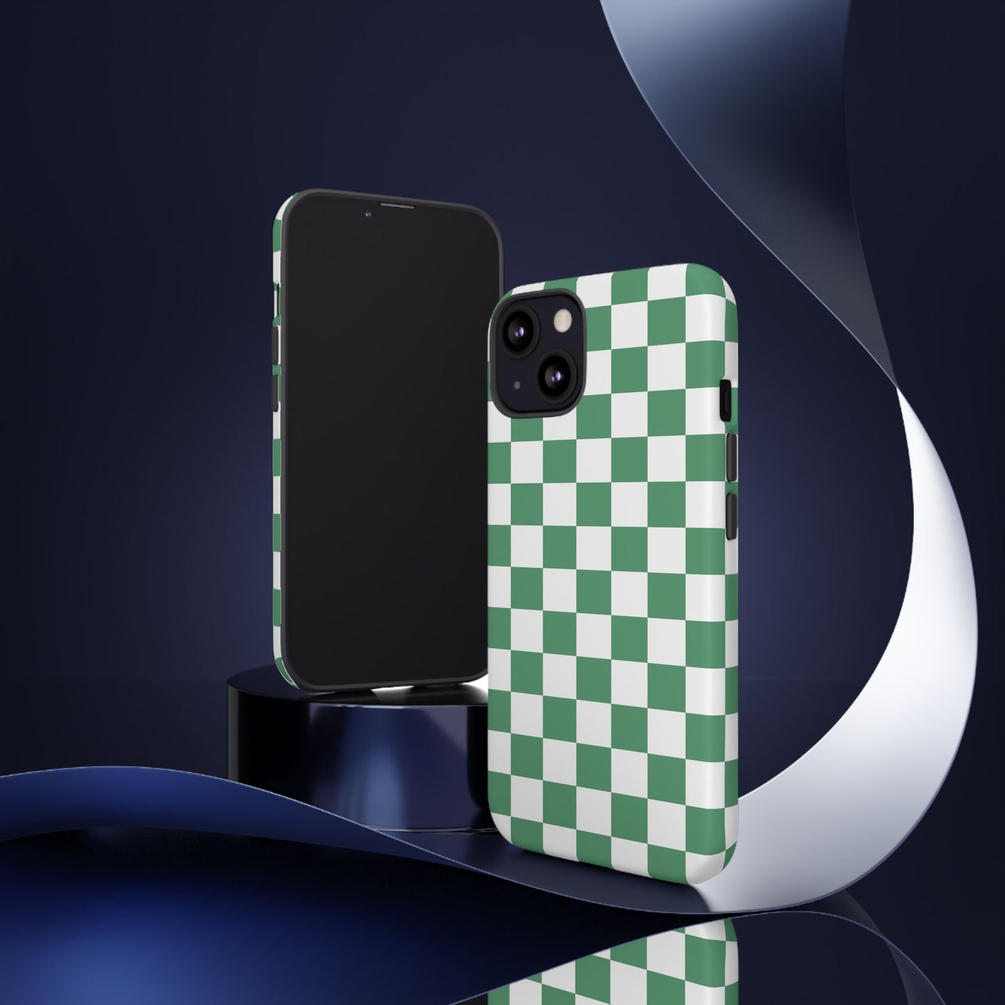 Stylish Phone Case - Green Checker Print, Trendy Phone Cover, Unique Gift, Modern Accessories, Eco-Friendly Case