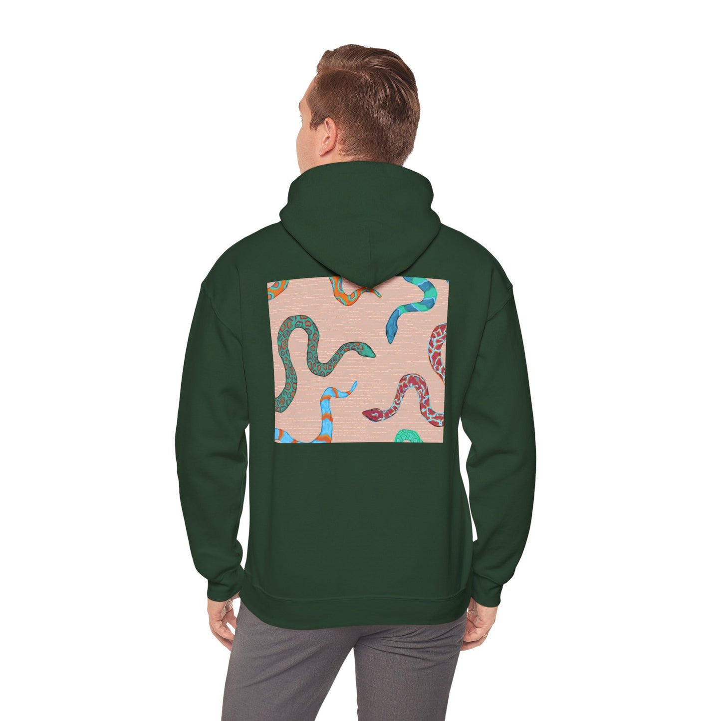 Vibrant Unisex Hoodie with Zen Frog and Snake Design, Cool Gift for Nature Lovers, Casual Wear for All Occasions, Gift for Her, Cool Hoodies