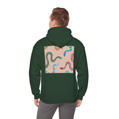 Vibrant Unisex Hoodie with Zen Frog and Snake Design, Cool Gift for Nature Lovers, Casual Wear for All Occasions, Gift for Her, Cool Hoodies