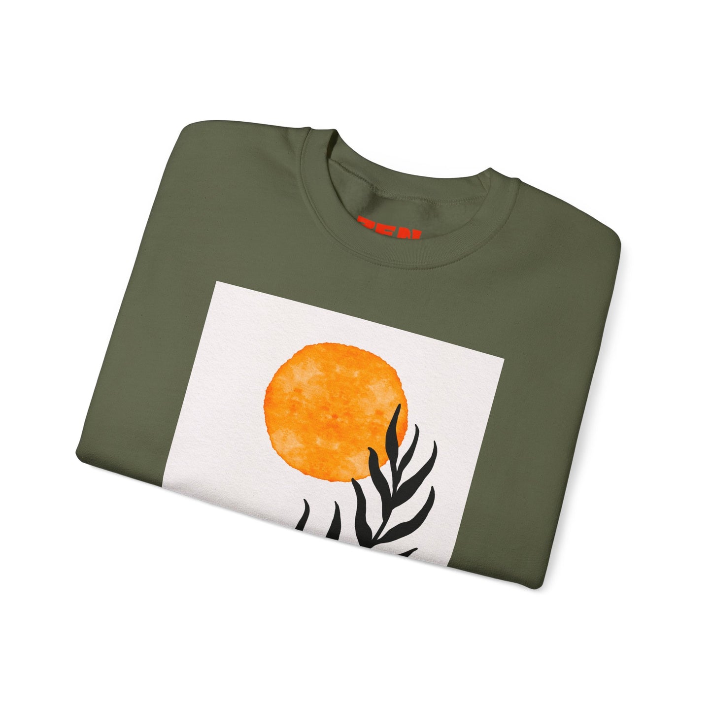 Bohemian Sun & Leaf Crewneck Sweatshirt, Cozy Unisex Sweatshirt, Nature-Inspired Apparel, Fall Fashion, Gift for Nature Lovers