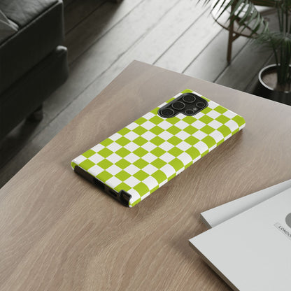 Lively Checker Pattern Phone Case | Tough Cases, Green Checkered Design, Unique Cell Phone Cover, Trendy Accessory, Gift Idea