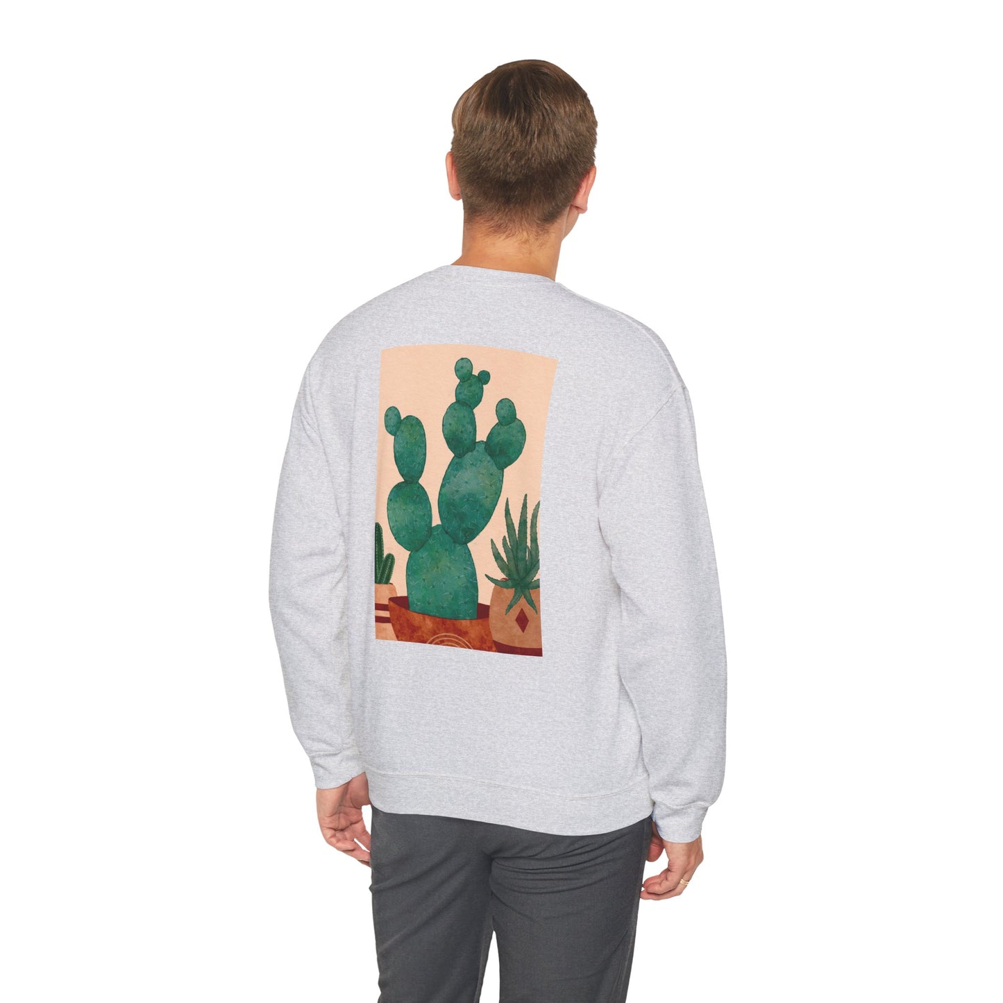 Cactus Art Crewneck Sweatshirt - Cozy unisex pullover, perfect for plant lovers, everyday wear, gifts for him/her, and casual outings