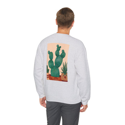 Cactus Art Crewneck Sweatshirt - Cozy unisex pullover, perfect for plant lovers, everyday wear, gifts for him/her, and casual outings