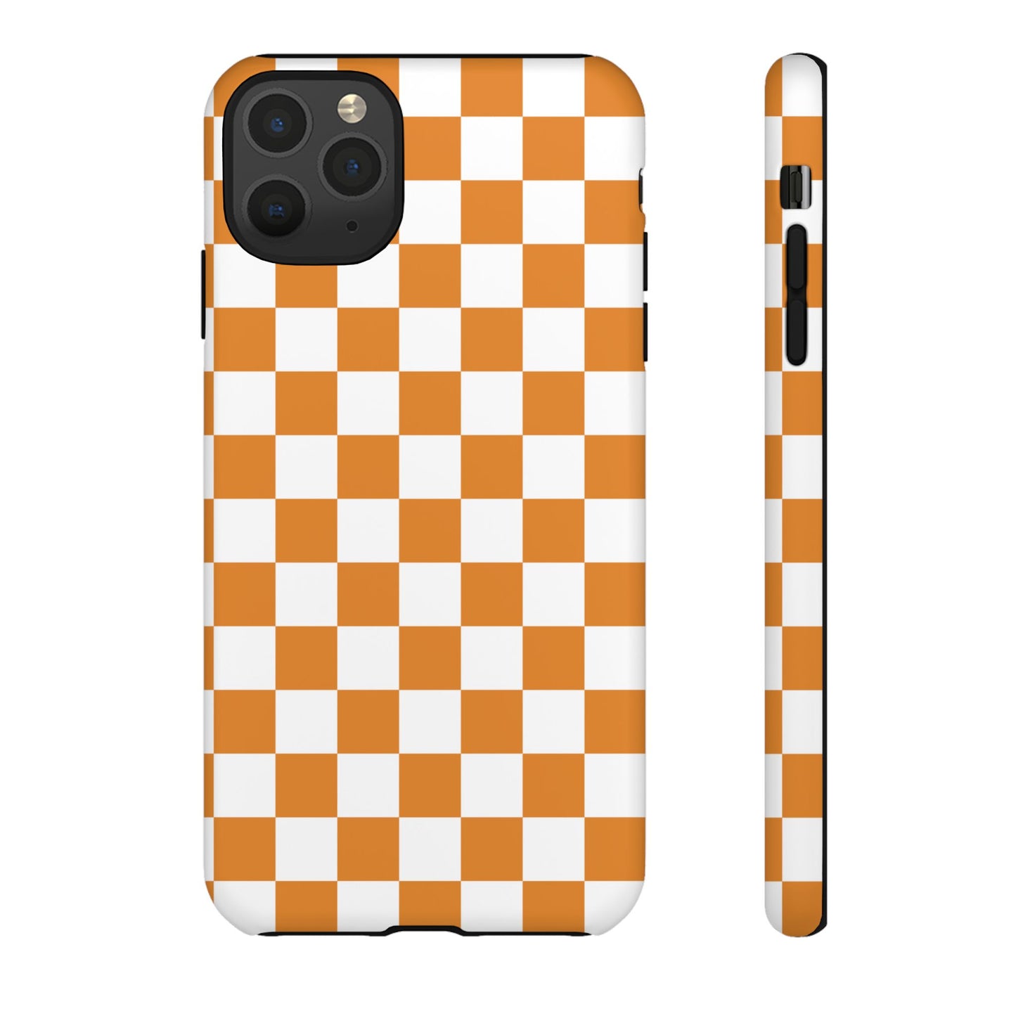 Orange Checkerboard Phone Case, Stylish Tough Cases for Protection, Gift for Friends, Trendy Cell Phone Accessories, Statement Tech Gear