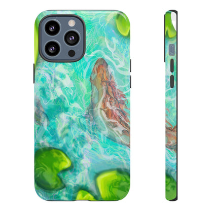 Watercolor Phone Case, Nature Lover Gift, Tough Phone Cover, Phone Accessory, Unique Design for Spring/Summer, Lily Pad, Fish Pond