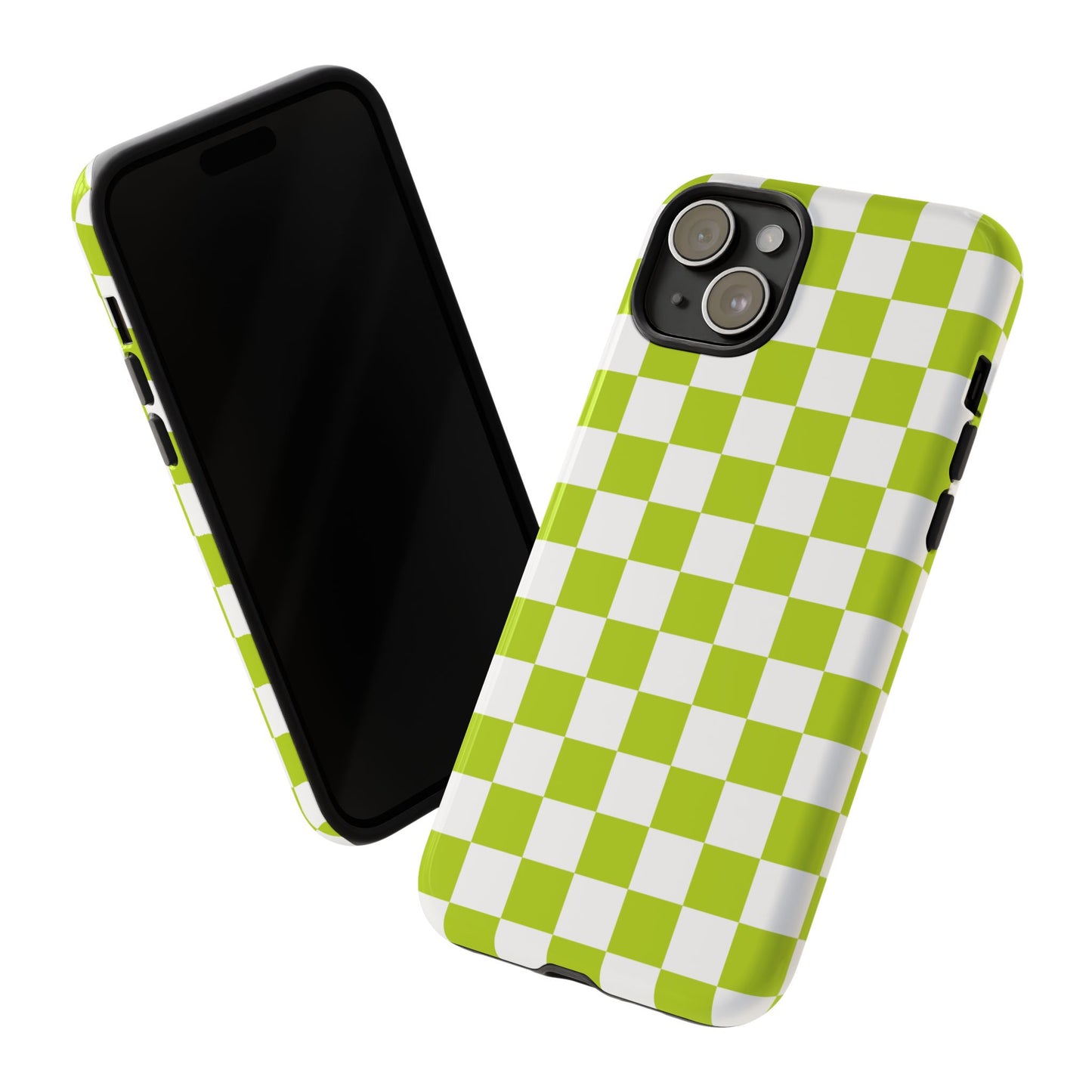 Lively Checker Pattern Phone Case | Tough Cases, Green Checkered Design, Unique Cell Phone Cover, Trendy Accessory, Gift Idea