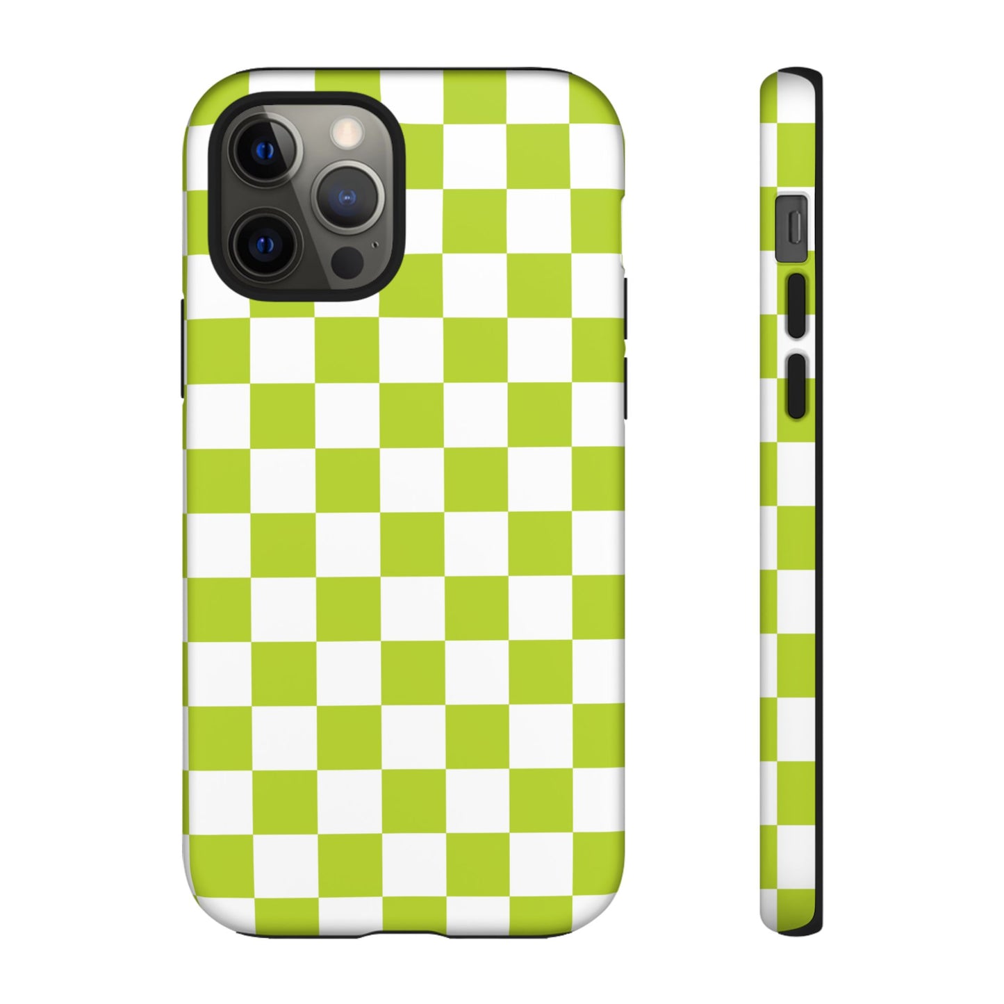 Lively Checker Pattern Phone Case | Tough Cases, Green Checkered Design, Unique Cell Phone Cover, Trendy Accessory, Gift Idea