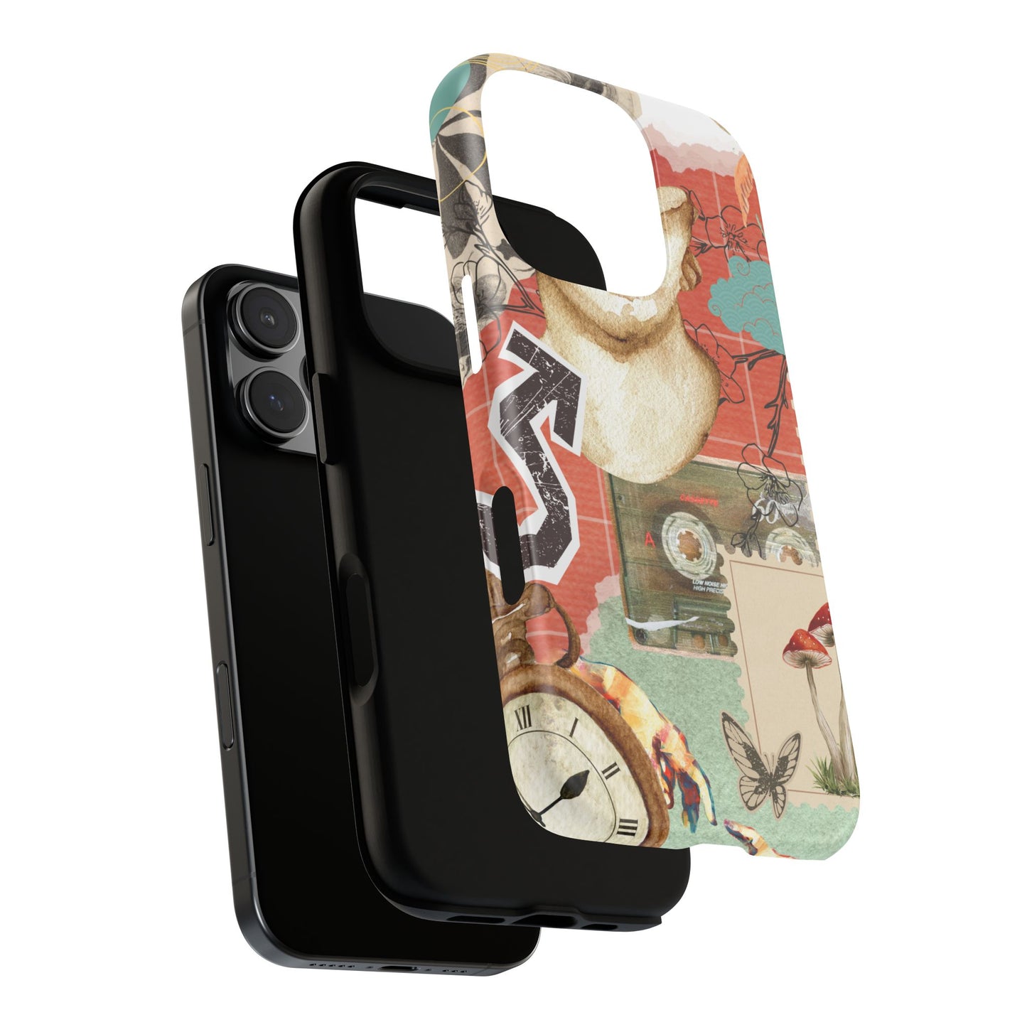 Artistic iPhone Case, Tough Cases with Vintage Design, Unique Phone Cover, Gift for Art Lovers, Protective Case for All Occasions, Vintage Collage Art