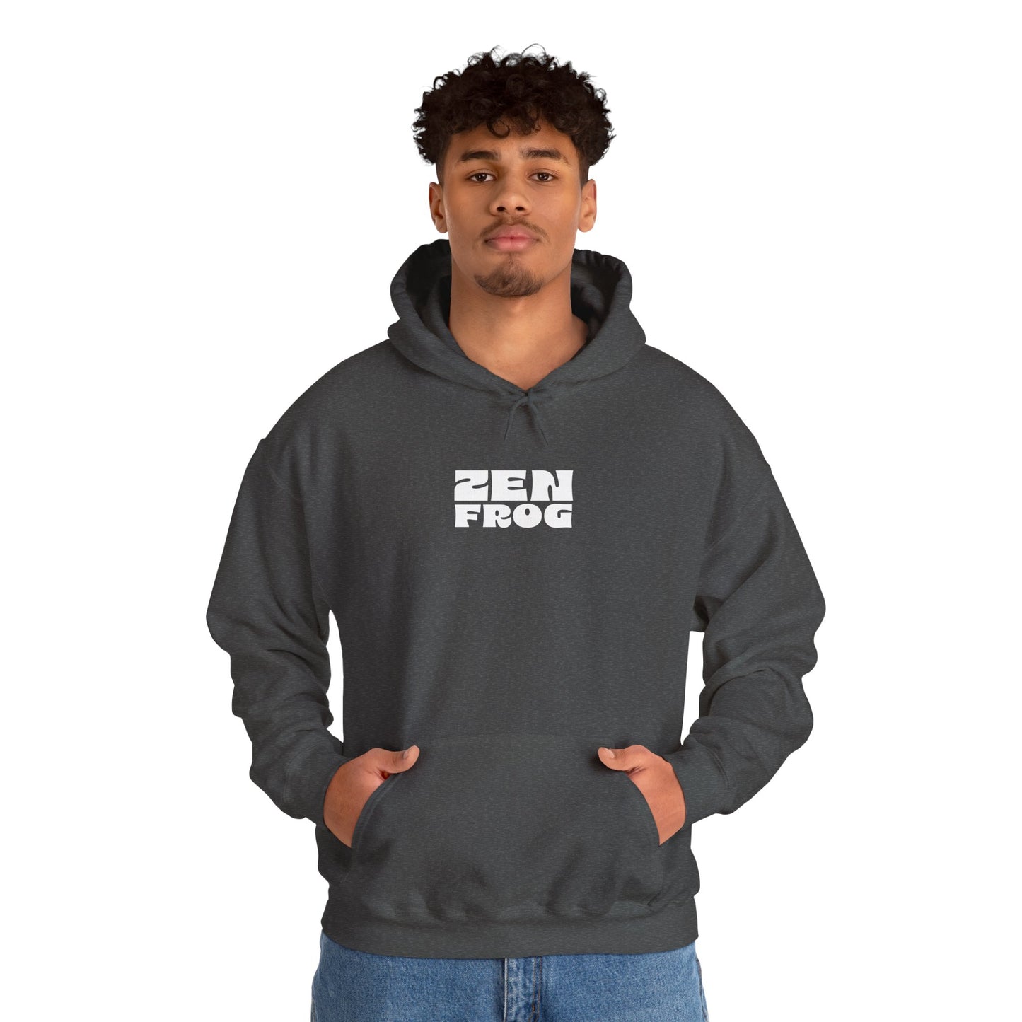 Zen Frog Octopus Unisex Heavy Blend Hooded Sweatshirt, Cozy Graphic Hoodie, Gift for Ocean Lovers, Unique Casual Wear, Relaxed Style