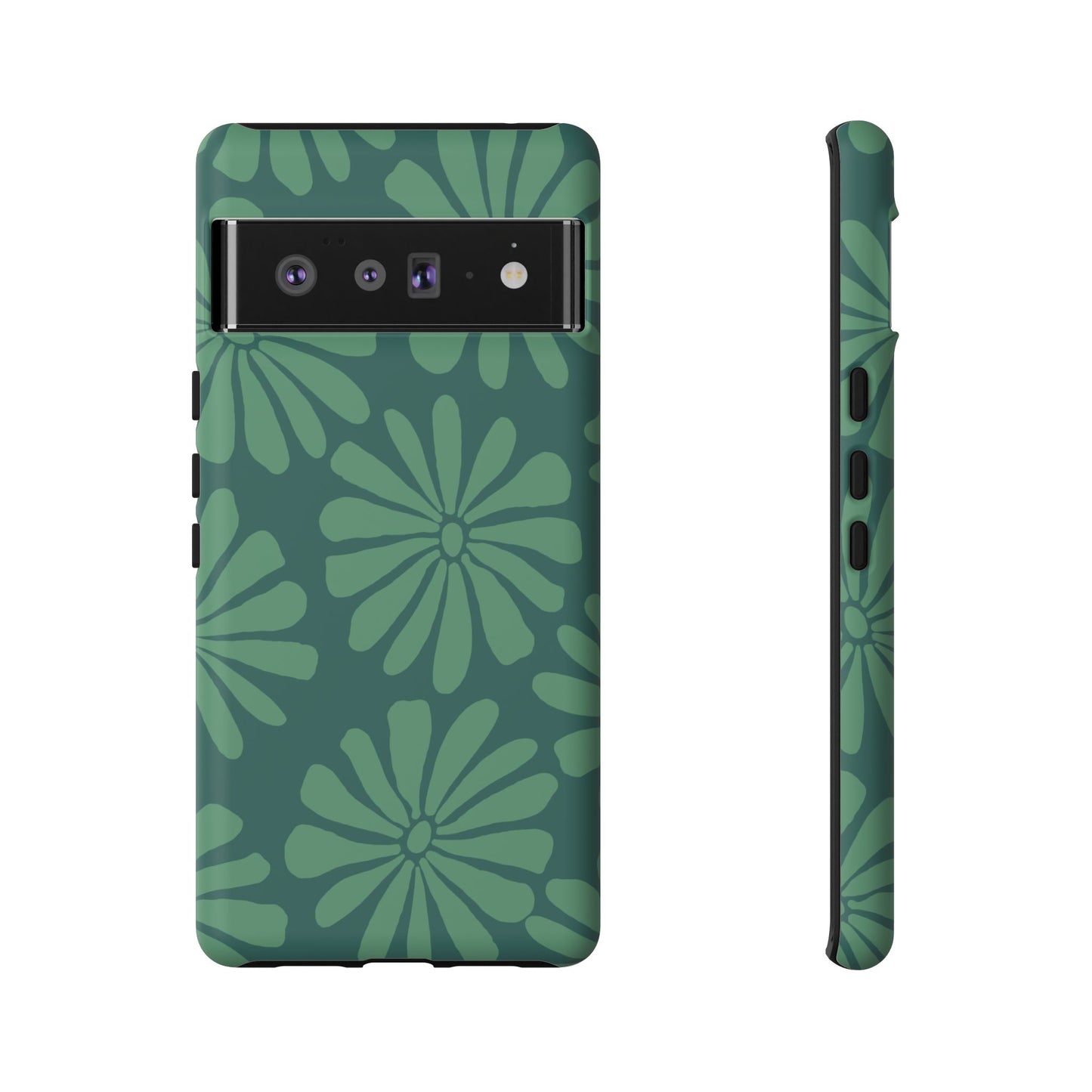 Stylish iPhone Case, Floral Phone Cover, Tough Phone Cases, Green Daisy Design, Unique Gift for Her, Spring Accessories