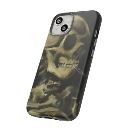 Skull Phone Case - Tough Cases, Macabre Style, Unique Accessories, Perfect for Halloween, Gothic Decor, Edgy Gift Idea | Van Gogh Reimagined, Abstract Twist on  Van Gogh's Skeleton with Burning Cigarette