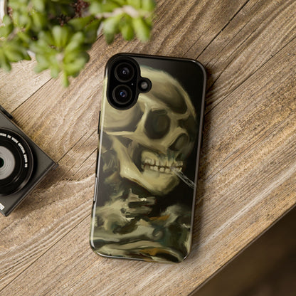 Skull Phone Case - Tough Cases, Macabre Style, Unique Accessories, Perfect for Halloween, Gothic Decor, Edgy Gift Idea | Van Gogh Reimagined, Abstract Twist on  Van Gogh's Skeleton with Burning Cigarette