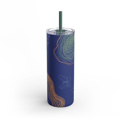 Boho Abstract Art Tumbler, 20oz Skinny Travel Mug, Stylish Drinkware for Camping, Gifts for Her, Home Decor