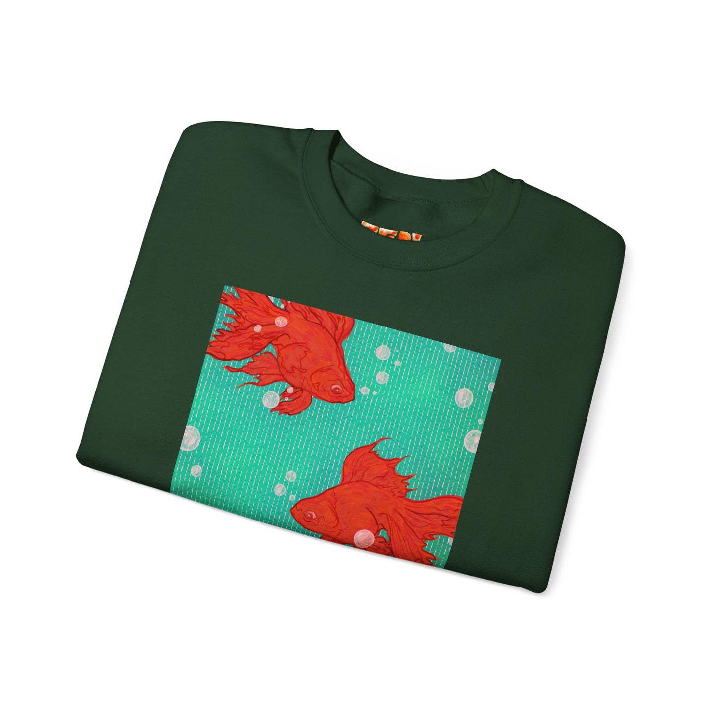 Colorful Fish Graphic Crewneck Sweatshirt, Cozy Unisex Sweater, Fun Graphic Top, Ideal Gift for Fish Lovers, Casual Everyday Wear, Comfy Goldfish Crewneck