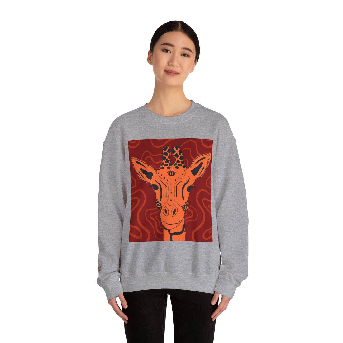 Giraffe Art Crewneck Sweatshirt, Cozy Giraffe Sweatshirt, Animal Lover Gift, Unique Sweatshirt for Friends, Cute Animal Apparel