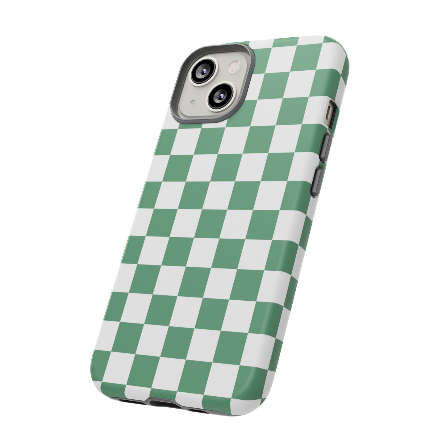 Stylish Phone Case - Green Checker Print, Trendy Phone Cover, Unique Gift, Modern Accessories, Eco-Friendly Case
