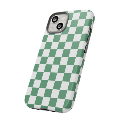 Stylish Phone Case - Green Checker Print, Trendy Phone Cover, Unique Gift, Modern Accessories, Eco-Friendly Case
