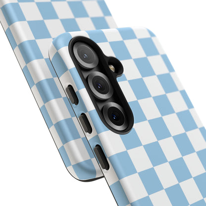 Blue Checkered Phone Case, Tough Phone Cover, Stylish Mobile Protector, Unique Gift for Him/Her, Trendy Accessories for Holidays