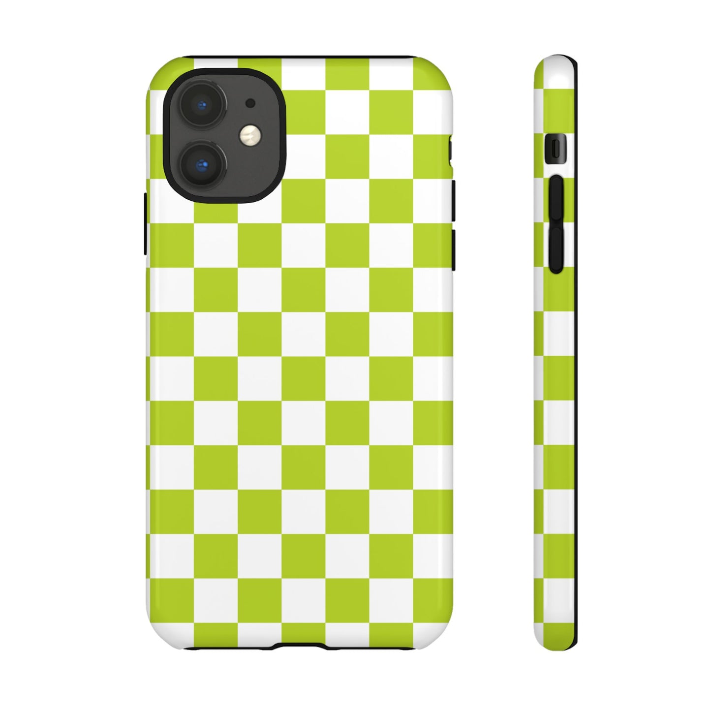 Lively Checker Pattern Phone Case | Tough Cases, Green Checkered Design, Unique Cell Phone Cover, Trendy Accessory, Gift Idea