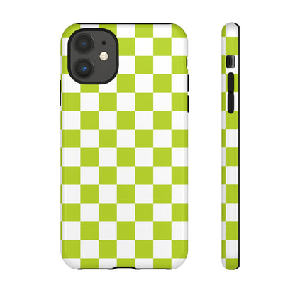 Lively Checker Pattern Phone Case | Tough Cases, Green Checkered Design, Unique Cell Phone Cover, Trendy Accessory, Gift Idea