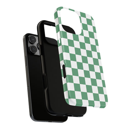 Stylish Phone Case - Green Checker Print, Trendy Phone Cover, Unique Gift, Modern Accessories, Eco-Friendly Case