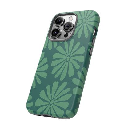 Stylish iPhone Case, Floral Phone Cover, Tough Phone Cases, Green Daisy Design, Unique Gift for Her, Spring Accessories