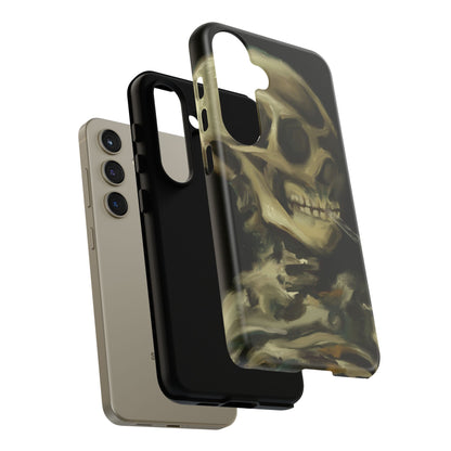 Skull Phone Case - Tough Cases, Macabre Style, Unique Accessories, Perfect for Halloween, Gothic Decor, Edgy Gift Idea | Van Gogh Reimagined, Abstract Twist on  Van Gogh's Skeleton with Burning Cigarette