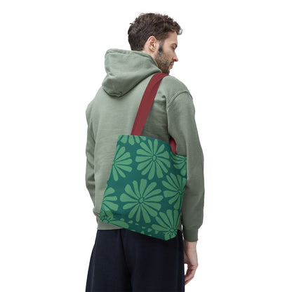 Green Floral Tote Bag - Stylish Eco-Friendly Reusable Shopping Bag, Perfect Gift for Mothers Day, Summer Outings, Casual Days