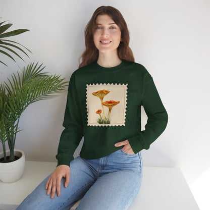 Vintage Floral Crewneck Sweatshirt, Cozy Fall Wear, Unisex Gift, Mushroom Art Apparel, Nature Lover Outfit, Comfy Mushroom Crewneck, Vintage Style