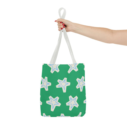 Starry Green AOP Tote Bag | Stylish Grocery Tote, Eco-Friendly Bag, Beach Bag, Weekend Getaway, Custom Design