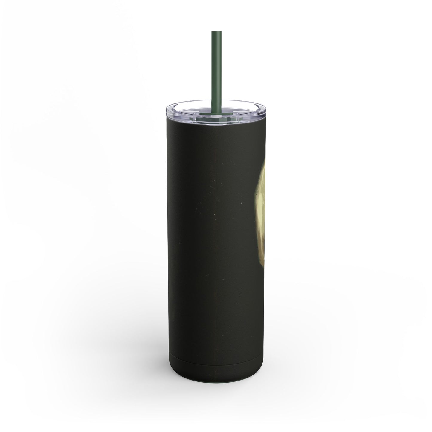 Gothic Skull Tumbler, 20oz | Unique Matte Travel Cup | Halloween Decor | Day of the Dead | Edgy Gifts for Skull Lovers, Reusable Drinkware | Van Gogh's Skeleton with Burning Cigarette Reimagined, Abstract Modern Twist Art