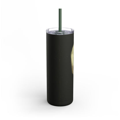 Gothic Skull Tumbler, 20oz | Unique Matte Travel Cup | Halloween Decor | Day of the Dead | Edgy Gifts for Skull Lovers, Reusable Drinkware | Van Gogh's Skeleton with Burning Cigarette Reimagined, Abstract Modern Twist Art