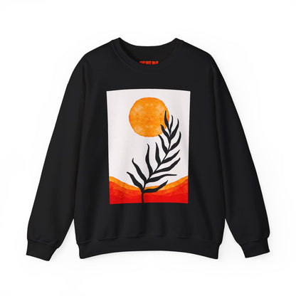 Bohemian Sun & Leaf Crewneck Sweatshirt, Cozy Unisex Sweatshirt, Nature-Inspired Apparel, Fall Fashion, Gift for Nature Lovers