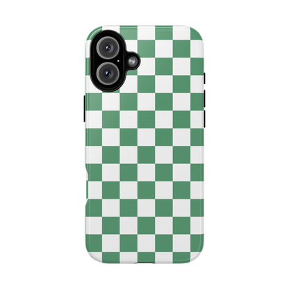 Stylish Phone Case - Green Checker Print, Trendy Phone Cover, Unique Gift, Modern Accessories, Eco-Friendly Case