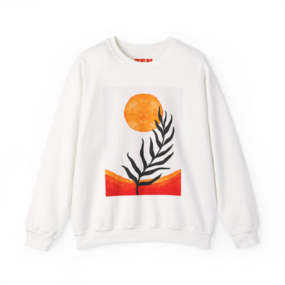 Bohemian Sun & Leaf Crewneck Sweatshirt, Cozy Unisex Sweatshirt, Nature-Inspired Apparel, Fall Fashion, Gift for Nature Lovers