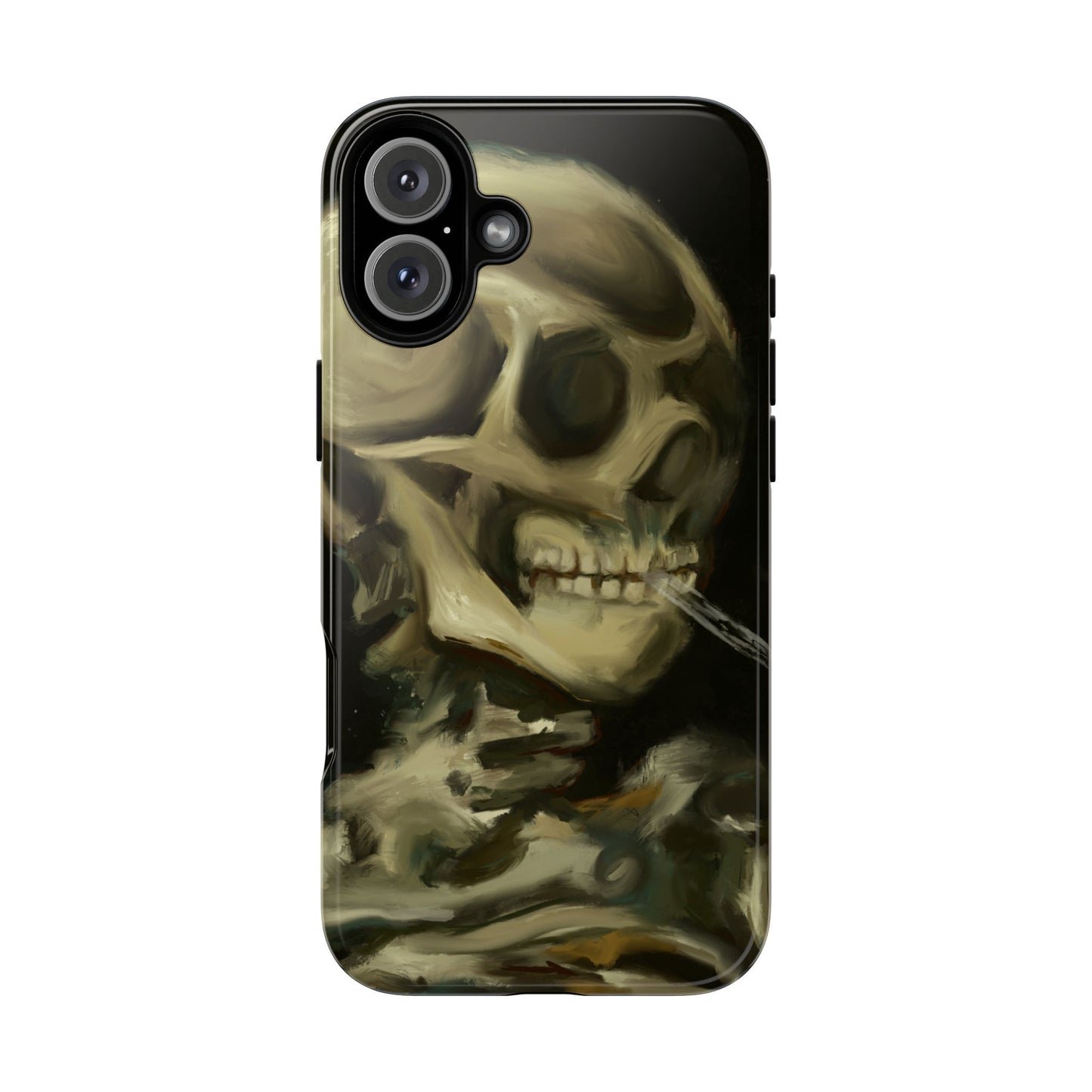 Skull Phone Case - Tough Cases, Macabre Style, Unique Accessories, Perfect for Halloween, Gothic Decor, Edgy Gift Idea | Van Gogh Reimagined, Abstract Twist on  Van Gogh's Skeleton with Burning Cigarette