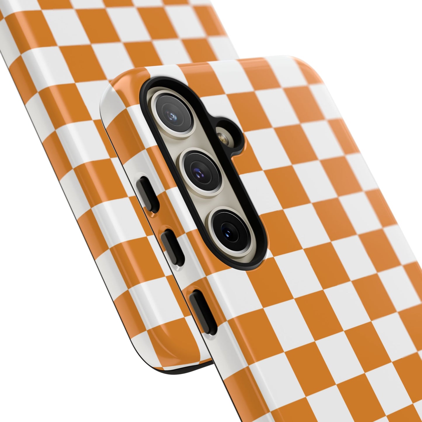 Orange Checkerboard Phone Case, Stylish Tough Cases for Protection, Gift for Friends, Trendy Cell Phone Accessories, Statement Tech Gear