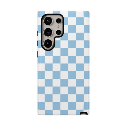 Blue Checkered Phone Case, Tough Phone Cover, Stylish Mobile Protector, Unique Gift for Him/Her, Trendy Accessories for Holidays
