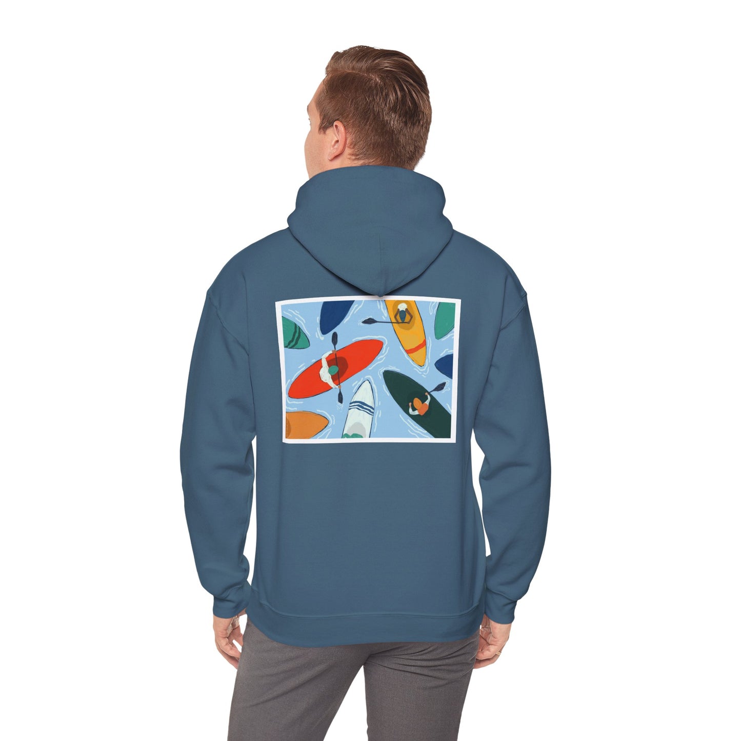 Serene Adventure Hoodie with Lotus Design, Eco-Friendly Sweatshirt for Outdoors, Yoga, Surfing, Beach Days, Mindfulness, Gift for Her, Gift for Him, Kayak Sweatshirt, Outdoor Designs