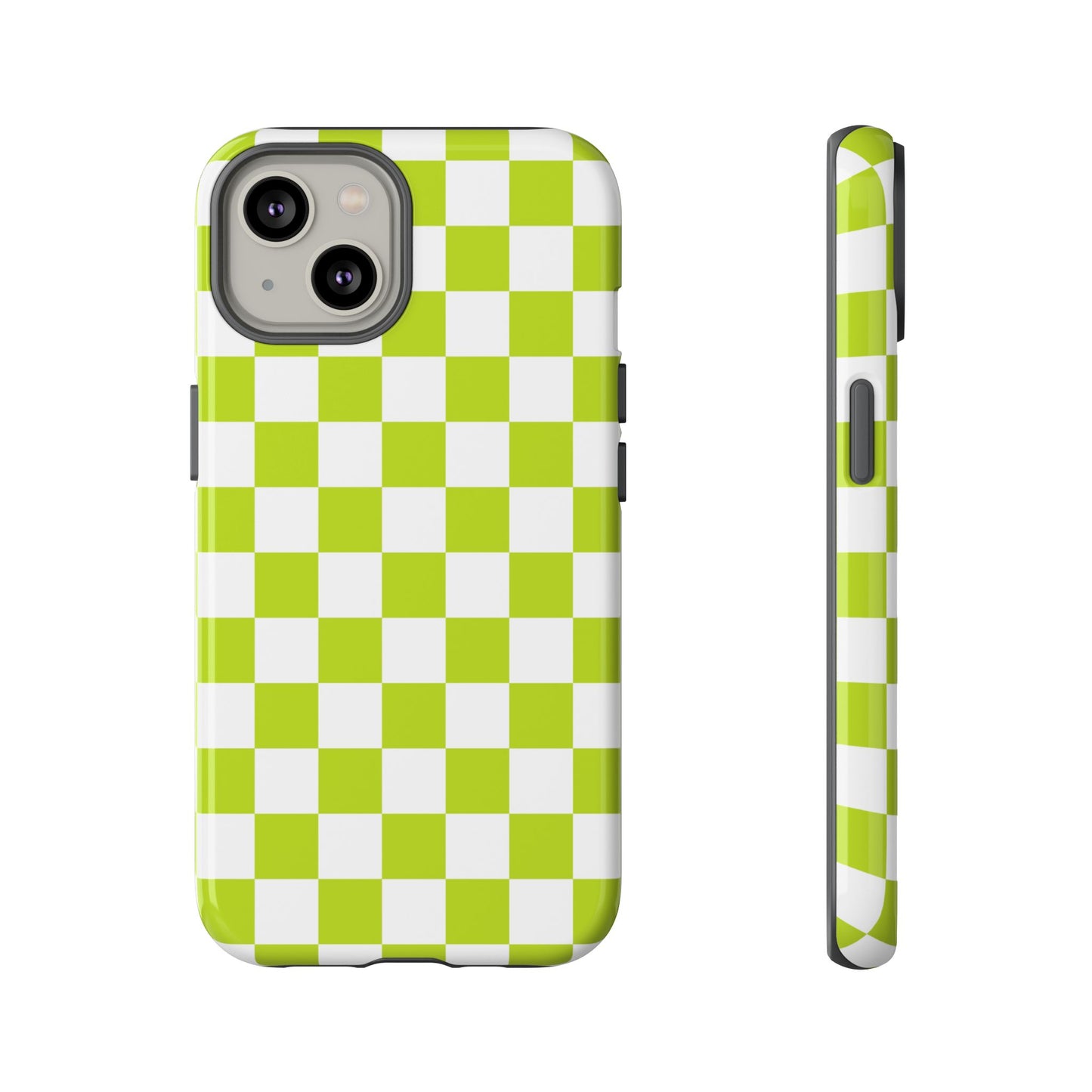 Lively Checker Pattern Phone Case | Tough Cases, Green Checkered Design, Unique Cell Phone Cover, Trendy Accessory, Gift Idea