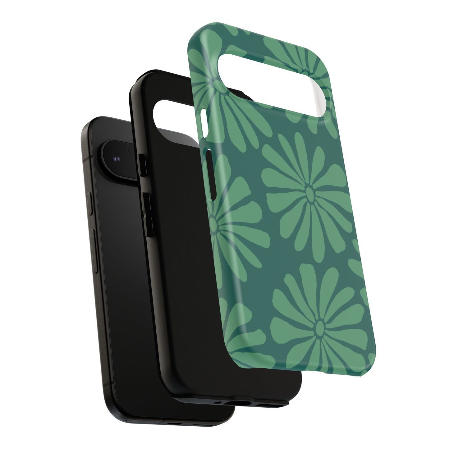 Stylish iPhone Case, Floral Phone Cover, Tough Phone Cases, Green Daisy Design, Unique Gift for Her, Spring Accessories
