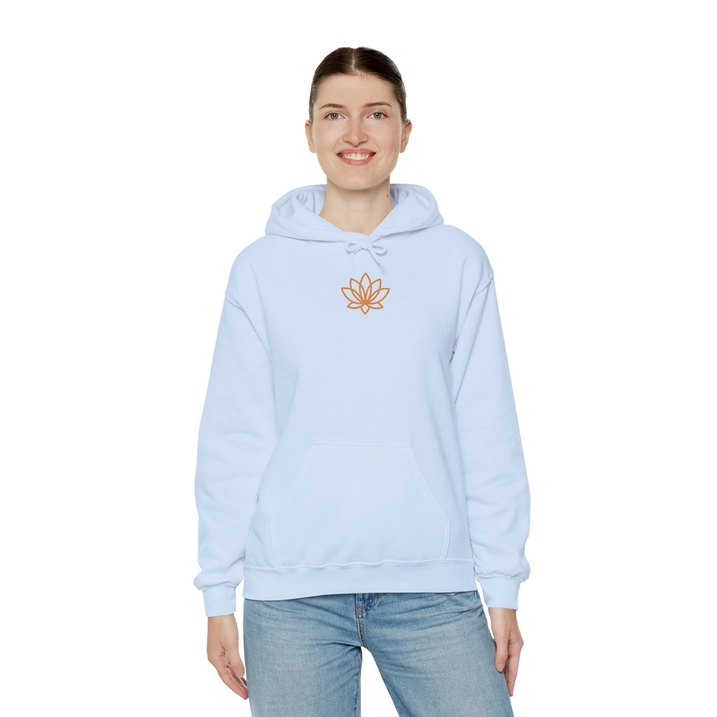 Serene Adventure Hoodie with Lotus Design, Eco-Friendly Sweatshirt for Outdoors, Yoga, Surfing, Beach Days, Mindfulness, Gift for Her, Gift for Him, Kayak Sweatshirt, Outdoor Designs