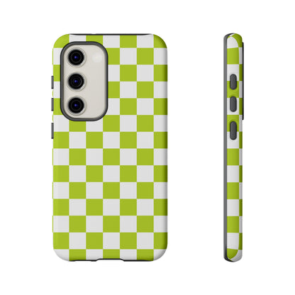 Lively Checker Pattern Phone Case | Tough Cases, Green Checkered Design, Unique Cell Phone Cover, Trendy Accessory, Gift Idea