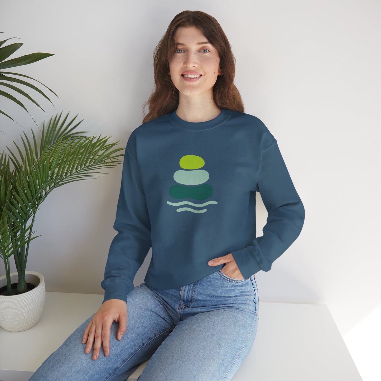 Serene Stones Unisex Crewneck Sweatshirt, Cozy Sweatshirt, Relaxation Apparel, Casual Wear, Mindfulness Gift