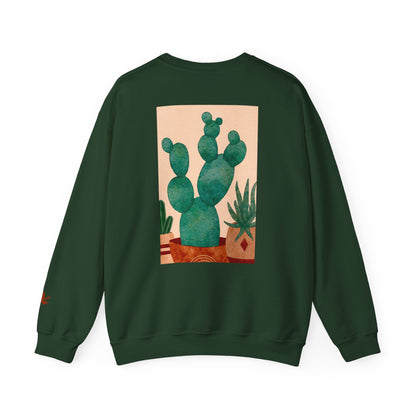 Cactus Art Crewneck Sweatshirt - Cozy unisex pullover, perfect for plant lovers, everyday wear, gifts for him/her, and casual outings