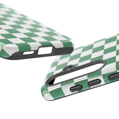 Stylish Phone Case - Green Checker Print, Trendy Phone Cover, Unique Gift, Modern Accessories, Eco-Friendly Case