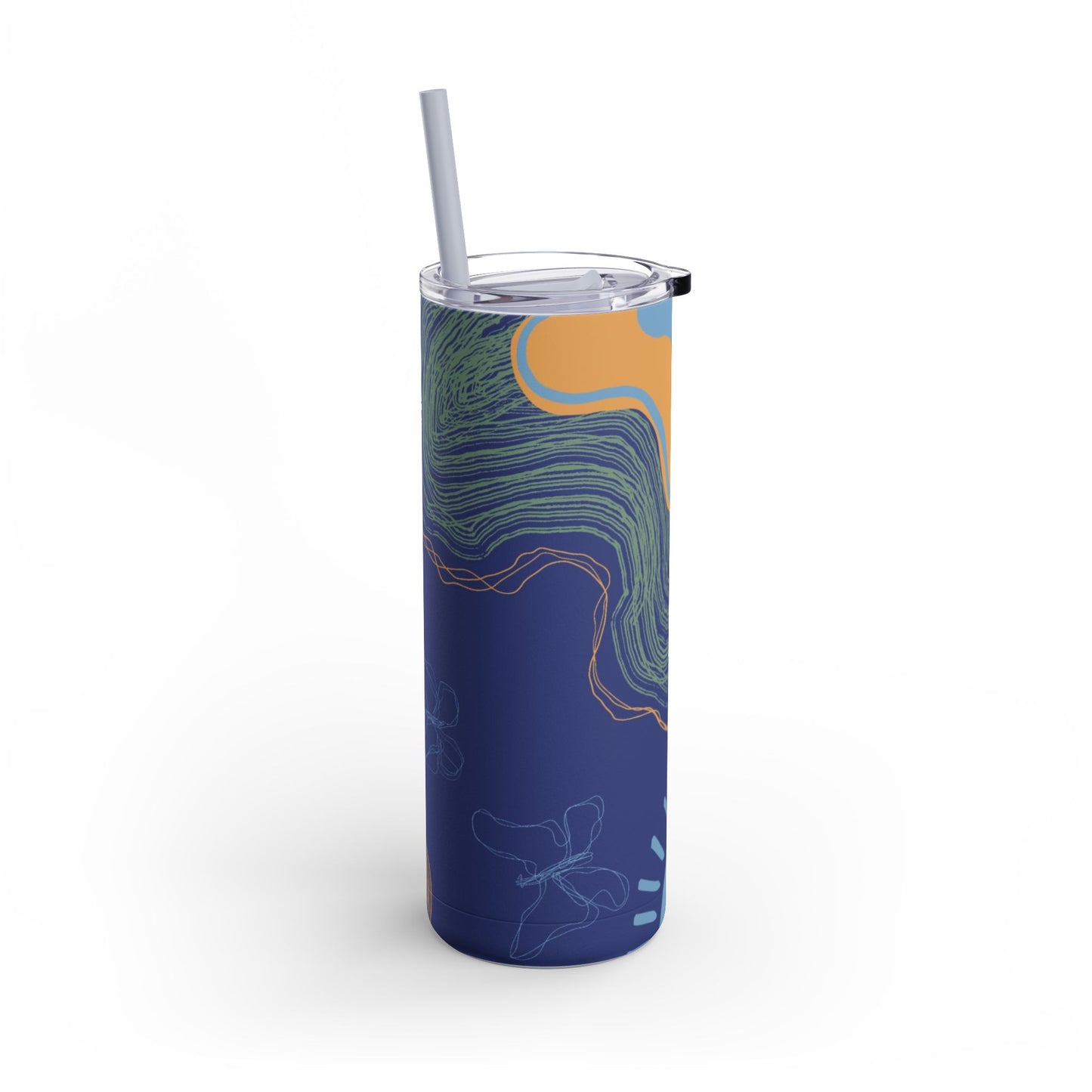 Boho Abstract Art Tumbler, 20oz Skinny Travel Mug, Stylish Drinkware for Camping, Gifts for Her, Home Decor