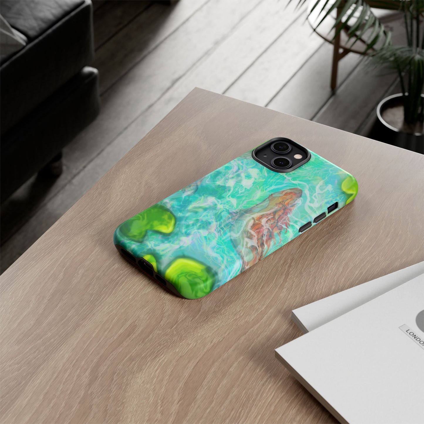 Watercolor Phone Case, Nature Lover Gift, Tough Phone Cover, Phone Accessory, Unique Design for Spring/Summer, Lily Pad, Fish Pond