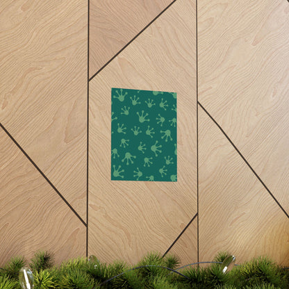 Frog Splash Art Prints, Fun Wall Decor for Kids, Nursery Room Accent, Green Frog Pattern Posters, Gift for Frog Lovers