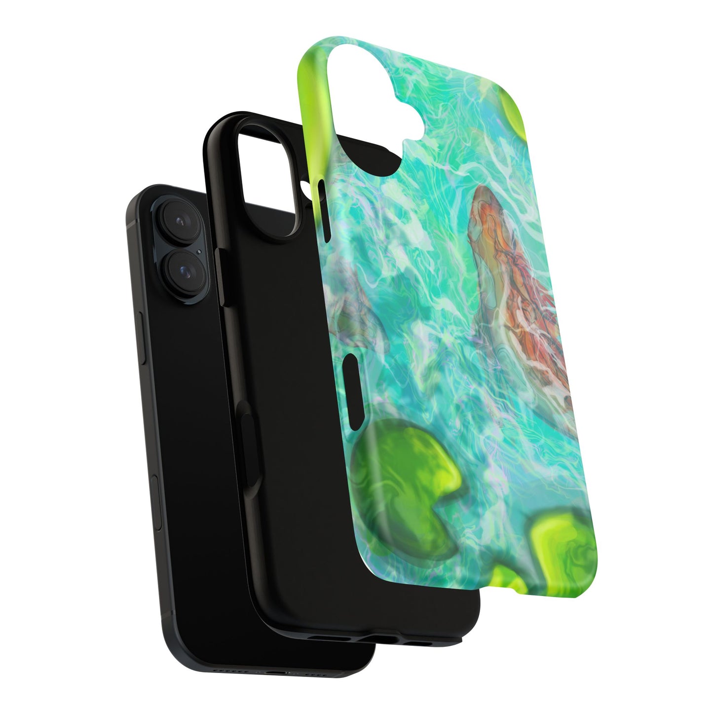 Watercolor Phone Case, Nature Lover Gift, Tough Phone Cover, Phone Accessory, Unique Design for Spring/Summer, Lily Pad, Fish Pond
